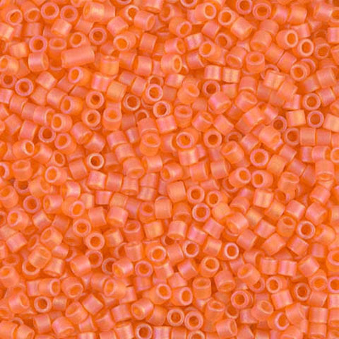 Miyuki Delica 10/0 Matted Transparent Orange AB (5g), (DBM0855) DELICA 10/0 MATTED TRANSPARENT ORANGE AB