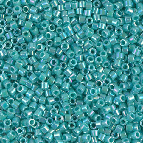 Miyuki Delica 10/0 Opaque Turquoise Green AB (5g), (DBM0166) DELICA 10/0 OPAQUE TURQUOISE GREEN AB