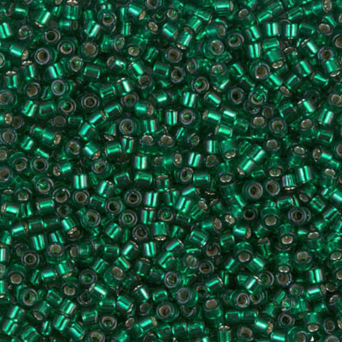 Miyuki Delica 10/0 Silver Lined Emerald (5g), (DBM0605) DELICA 10/0 DYED SILVERLINED EMERALD