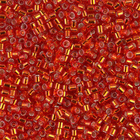MIYUKI DELICA 10-0 SILVER LINED RED (5 GMS) DELICA 10/0 SILVER LINED RED