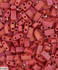 HALF TILA BEADS OPAQUE DARK RED MATTED AB (MHT-0408FR) HALF TILA BEADS OPAQUE DARK RED MATTED AB