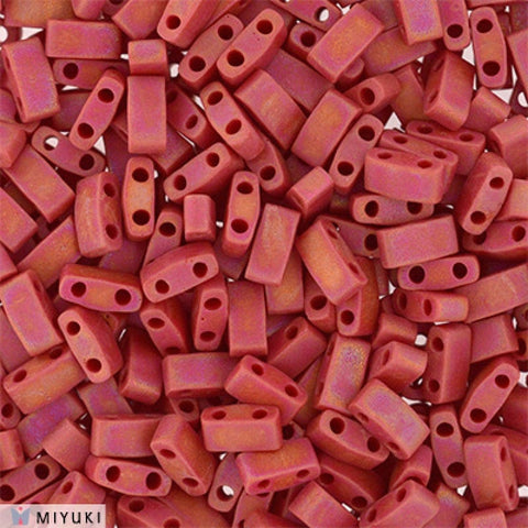 HALF TILA BEADS OPAQUE DARK RED MATTED AB (MHT-0408FR) HALF TILA BEADS OPAQUE DARK RED MATTED AB