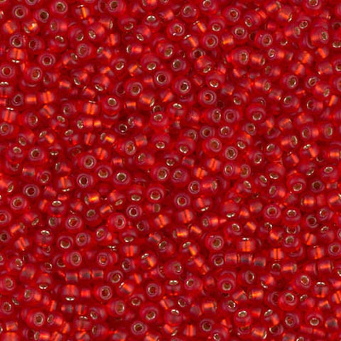 Miyuki Seed Beads 11/0 Matted Silver Lined Flame Red, 0010F Miyuki Seed Beads 11/0 Matted Silver Lined Flame Red, 0010F