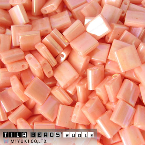 Miyuki Tila Bead Opaque Salmon Luster 0596 Miyuki Tila Bead Opaque Salmon Luster 0596