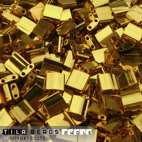 Miyuki Tila Beads 24kt Gold Plated, Colour 0191 Miyuki Tila Beads 24kt Gold Plated, Colour 0191