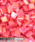 Miyuki Tila Beads Opaque Dark Red Matted AB 0408FR Miyuki Tila Beads Opaque Dark Red Matted AB 0408FR