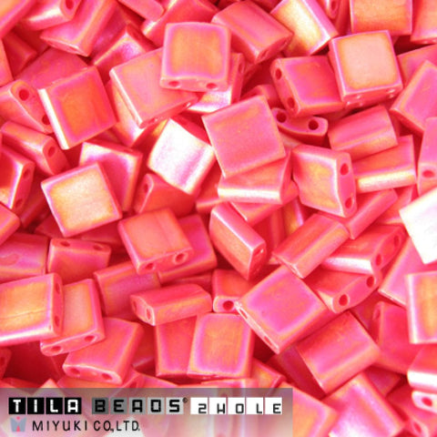 Miyuki Tila Beads Opaque Dark Red Matted AB 0408FR Miyuki Tila Beads Opaque Dark Red Matted AB 0408FR