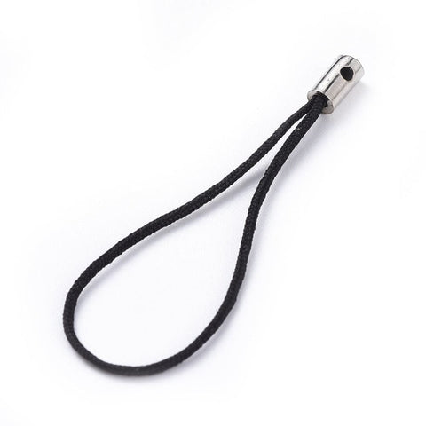 Mobile Phone Strap, Nylon Cord with Ends, Black Size: cord loop: about 45mm (20 PCS) Mobile Phone Strap, Nylon Cord with Ends, Black Size: cord loop: about 45mm (20 PCS)
