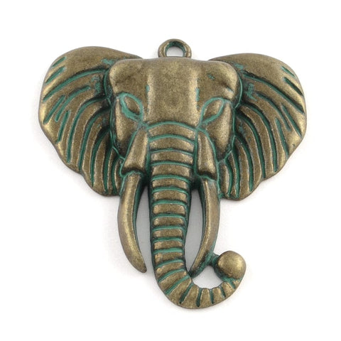 (MP4749) Elephant Zinc Alloy Big Pendants (1PC) Elephant Zinc Alloy Big Pendants, Lead Free & Nickel Free, Antique Bronze Green Size: about 54mm long, 48mm wide, 5.5mm thick, hole: 3mm