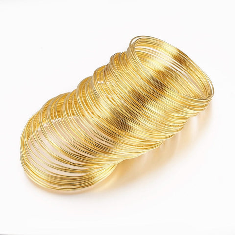 (MW7614-G) Steel Bracelet Memory Wire,Golden Color 5.5cm rings (10 rings) (MW7614-G) Steel Bracelet Memory Wire,Golden Color 5.5cm rings (10 rings)