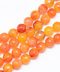 Natural Agate Bead, Dyed, Faceted, Round, Dark Orange  8~9mm Natural Agate Bead, Dyed, Faceted, Round, Dark Orange  8~9mm