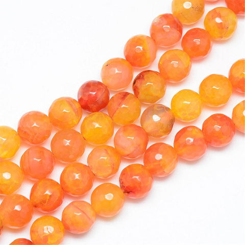 Natural Agate Bead, Dyed, Faceted, Round, Dark Orange  8~9mm Natural Agate Bead, Dyed, Faceted, Round, Dark Orange  8~9mm