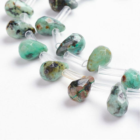 AFRICAN TURQUOISE Natural Agate Beads, Drop, Faceted, Dyed, 6x9mm Natural Agate Beads Strands, Drop, Faceted, Dyed Size: about 6mm wide, 9mm long, hole: 1mm
