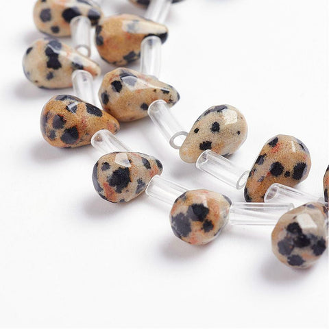 DALMATION JASPER Natural Agate Beads, Drop, Faceted, Dyed, 6x9mm Natural Agate Beads Strands, Drop, Faceted, Dyed Size: about 6mm wide, 9mm long, hole: 1mm
