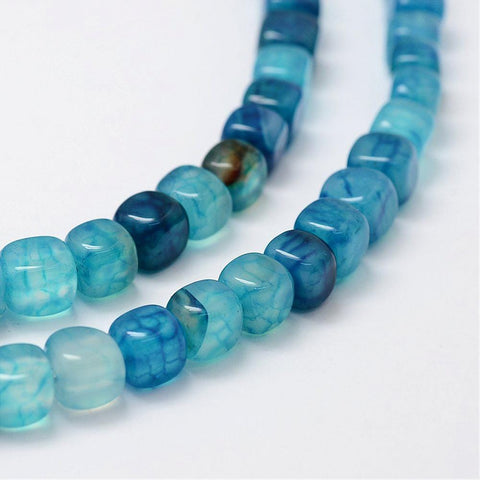 Natural Agate Cube Bead Strands, Dyed, Deep Sky Blue, 9~10mm Natural Agate Beads Strands, Dyed, Cube, DeepSkyBlue Size: about 9~10mm long, 9~10mm wide, hole: 1.5mm; about 39pcs/strand, 16''(41cm)