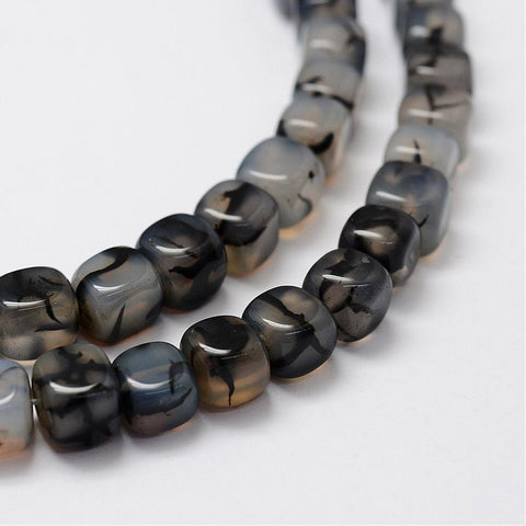 Natural Agate Cube Bead Strands, Dyed, Grey, 9~10mm Natural Agate Beads Strands, Dyed, Cube, Gray Size: about 9~10mm long, 9~10mm wide, hole: 1.5mm; about 39pcs/strand, 16''(41cm).