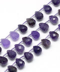 Natural Amethyst Faceted Drops, 13-14mm Natural Amethyst Beads Strands, Faceted Drop Size: about 13~14mm long, 10~11mm in diameter, hole: 1mm; about 28pcs/strand, 15.7"