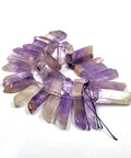 Natural Amethyst Graduated Beads Strands Natural Amethyst Graduated Beads Strands, Size: about 10~12mm wide, 23~62mm long, 4~6mm thick, hole: 2mm; about 38pcs/strand, 15.3"