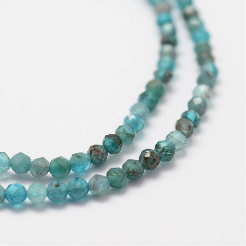 Natural Apatite Beads Strands, Faceted, Round, 2mm Natural Apatite Beads Strands, Faceted, Round Size: about 2mm in diameter, hole: 0.5mm; about 175pcs/strand, 14.9''(38cm)