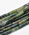 Moss Agate Natural Beads Strands, Column, 13~14x4~5mm Natural Beads Strands, Column, 13~14x4~5mm