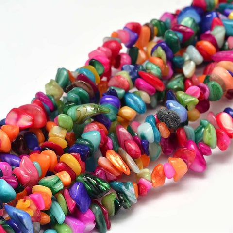 Natural Chip Dyed Shell Bead Strand, Shell Shards, Colorful 5~10mm wide Natural Chip Dyed Shell Bead Strand, Shell Shards, Colorful 5~10mm wide