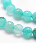 Natural Crackle Agate Bead Strands, Round, Faceted, Dyed & Heated, Turquoise, 8mm ​​Natural Crackle Agate Bead Strands, Round, Faceted, Dyed & Heated, Turquoise