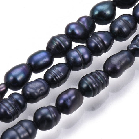 Natural Cultured Freshwater Pearl Beads Strands, Dyed, Potato, Black 3~8mm Natural Cultured Freshwater Pearl Beads Strands, Dyed, Potato, Black 3~8mm
