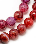 CRIMSON Natural Dragon Vein Agate Beads, Dyed, Round, 8mm Natural Dragon Vein Agate Beads, Dyed, Round, 8mm