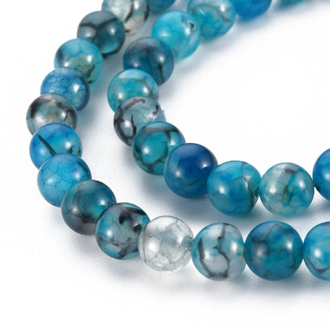 STEEL BLUE Natural Dragon Vein Agate Beads, Dyed, Round, 8mm Natural Dragon Vein Agate Beads, Dyed, Round, 8mm