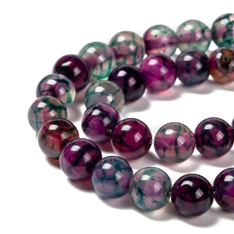 VIOLET RED Natural Dragon Vein Agate Beads, Dyed, Round, 8mm Natural Dragon Vein Agate Beads, Dyed, Round, 8mm