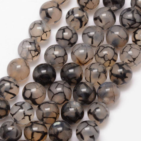 Natural Dragon Veins Agate Bead Strands, Round, Coffee  8mm Natural Dragon Veins Agate Bead Strands, Round, Coffee  8mm