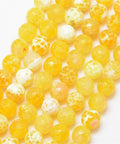 Natural Fire Agate Bead Round, Grade A, Faceted, Dyed, Yellow, 8mm Natural Fire Agate Bead Strands, Round, Grade A, Faceted, Dyed & Heated, Yellow Size: about 8mm in diameter, hole: 1mm; about 47pcs/strand, 15"
