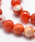 CORAL Natural Fire Agate Bead Strands, Round, Faceted, Dark Orange, 10mm Natural Fire Agate Bead Strands, Round, Faceted, Dark Orange, 10mm
