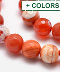 Natural Fire Agate Bead Strands, Round, Faceted, Dark Orange, 10mm Natural Fire Agate Bead Strands, Round, Faceted, Dark Orange, 10mm