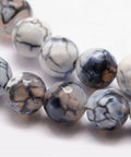 Natural Fire Agate Bead Strands, Round, Faceted, Dyed & Heated, White 8mm ​​Natural Fire Agate Bead Strands, Round, Faceted, Dyed & Heated, White