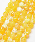 Natural Fire Crackle Agate Bead Strands, Round, Grade A, Faceted, DyedYellow 6mm Natural Fire Crackle Agate Bead Strands, Round, Grade A, Faceted, DyedYellow 6mm