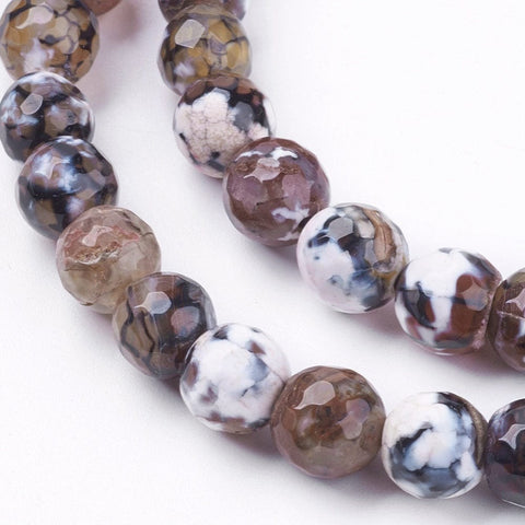 Natural Fire Crackle Agate Beads, Round, Dyed, Snow 8mm Natural Fire Crackle Agate Beads, Round, Dyed, Snow 8mm