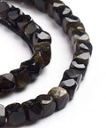 Natural Golden Sheen Obsidian Beads Strands, Cube, Faceted  2x2x2mm Natural Golden Sheen Obsidian Beads Strands, Cube, Faceted  2x2x2mm