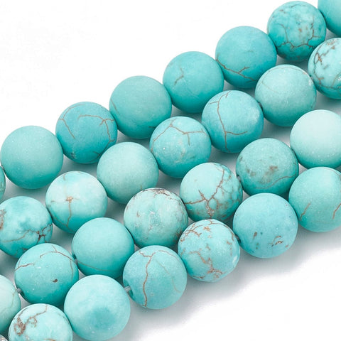 Natural Green Turquoise Beads, Frosted, Round Natural Green Turquoise Beads, Frosted, Round