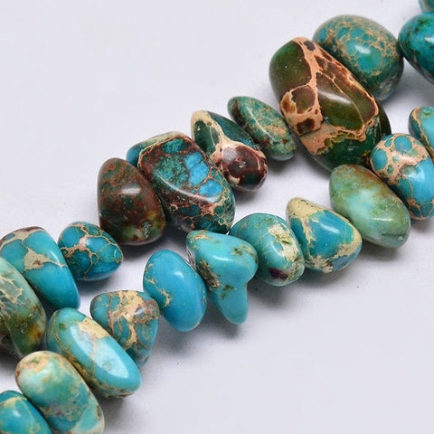 SKY BLUE Natural Imperial Jasper Beads Strands, Chips, Dyed, 4~10mm Natural Imperial Jasper Beads Strands, Chips, Dyed, 4~10mm
