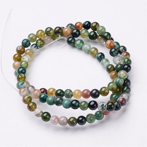 Natural Indian Agate, +- 4mm Gemstone Beads Strands, Natural Indian Agate, Round about 4mm diameter, hole: about 0.8mm, 15~16"