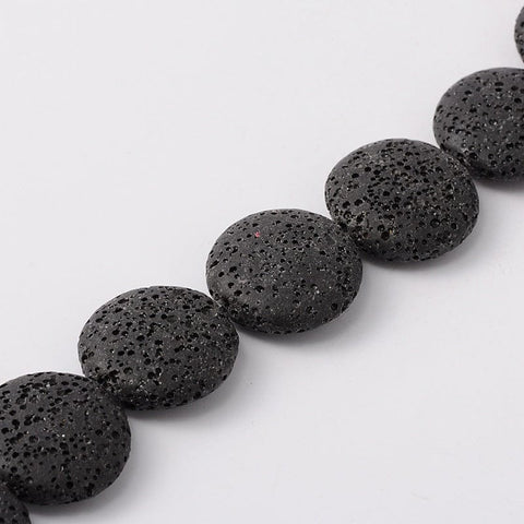 Natural Lava Rock Beads Strands, Flat Round, Dyed, Black 20~21.5mm Natural Lava Rock Beads Strands, Flat Round, Dyed, Black 20~21.5mm