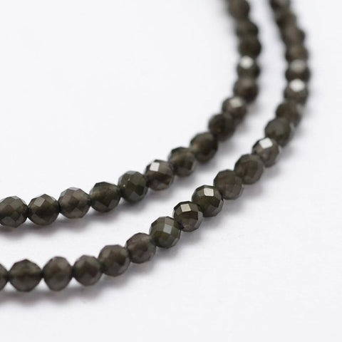 Natural Obsidian Bead Strands, Faceted, Round, 2mm Natural Obsidian Bead Strands, Faceted, Round, 2mm