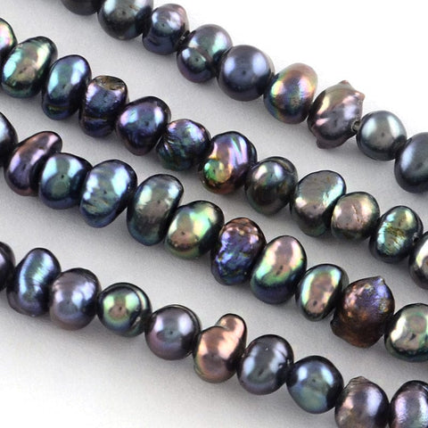 Natural Pearl Bead, Potatoe, Dark Slate Gray 4-6MM Natural Pearl Beads Pearl Bead Strands, Potatol, DarkSlateGray Size: about 4~6mm long, 4~5mm in diameter, hole: 0.6~0.7mm; about 90pcs/strand, 14.1"