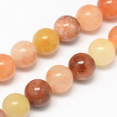 Natural Red and Yellow Jade Bead Strands, Round 6mm (1 STR) Natural Red and Yellow Jade Bead Strands, Round 6mm (1 STR)