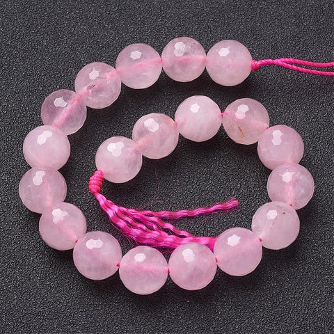 Natural Rose Quartz Faceted Beads, 10mm Natural Rose Quartz Faceted Beads, 10mm