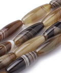 Natural Striped Agate Beads Strands, 30mm Natural Striped Agate Beads Strands, Rice Size: about 30mm long, 10mm in diameter, hole: 1.5mm; about 13pcs/strand, 16.3''