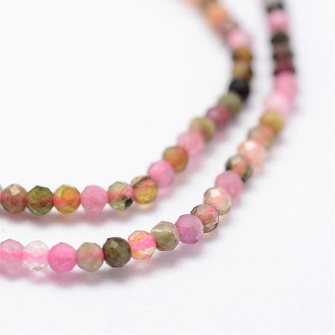 Natural Tourmaline Beads, Faceted, Round, Mixed Color 2mm Natural Tourmaline Beads, Faceted, Round, Mixed Color 2mm
