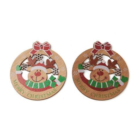 REINDEER Natural Wood Big Pendants, for Christmas 9-12CM (4 PCS) Natural Wood Big Pendants, for Christmas 9-12CM (4 PCS)