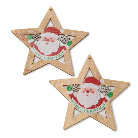 STAR Natural Wood Big Pendants, for Christmas 9-12CM (4 PCS) Natural Wood Big Pendants, for Christmas 9-12CM (4 PCS)